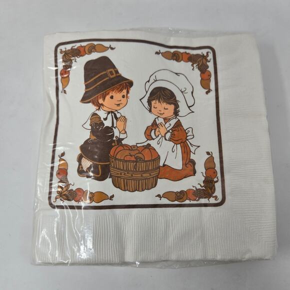 Hallmark Thanksgiving Luncheon Napkins Vintage 75 Napkins 5 Packs 65TNK 2-4 - Picture 6 of 8